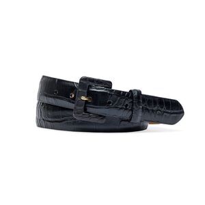 W.Kleinberg Black Croc Embossed genuine leather belt